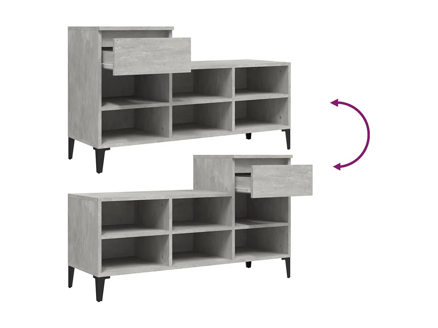 Armoire à chaussures Gris béton 102x36x60 cm Bois d'ingénierie