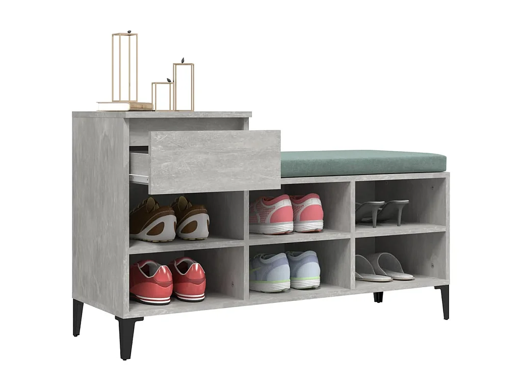 Armoire à chaussures Gris béton 102x36x60 cm Bois d'ingénierie