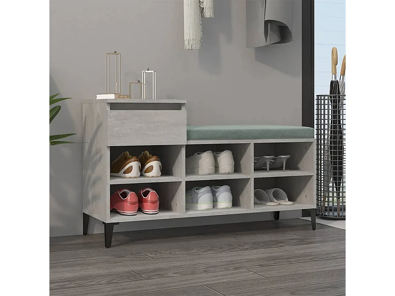 Zapatero Gris cemento 102x36x60 cm Madera contrachapada