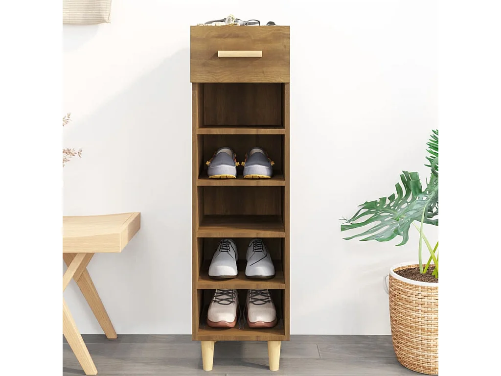 Schoenenkast Bruin eiken 30x35x105 cm Bewerkt hout