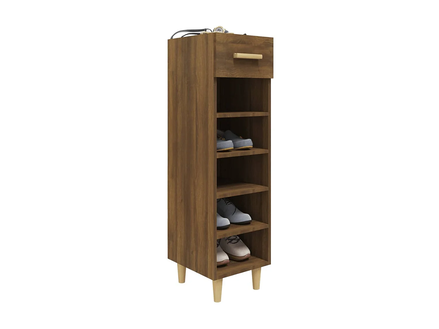 Schoenenkast Bruin eiken 30x35x105 cm Bewerkt hout