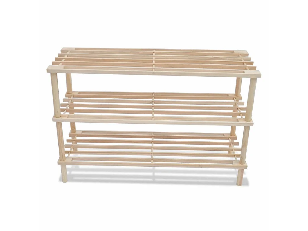 Range-chaussures à 3 étagères 2 pcs Bois de sapin solide