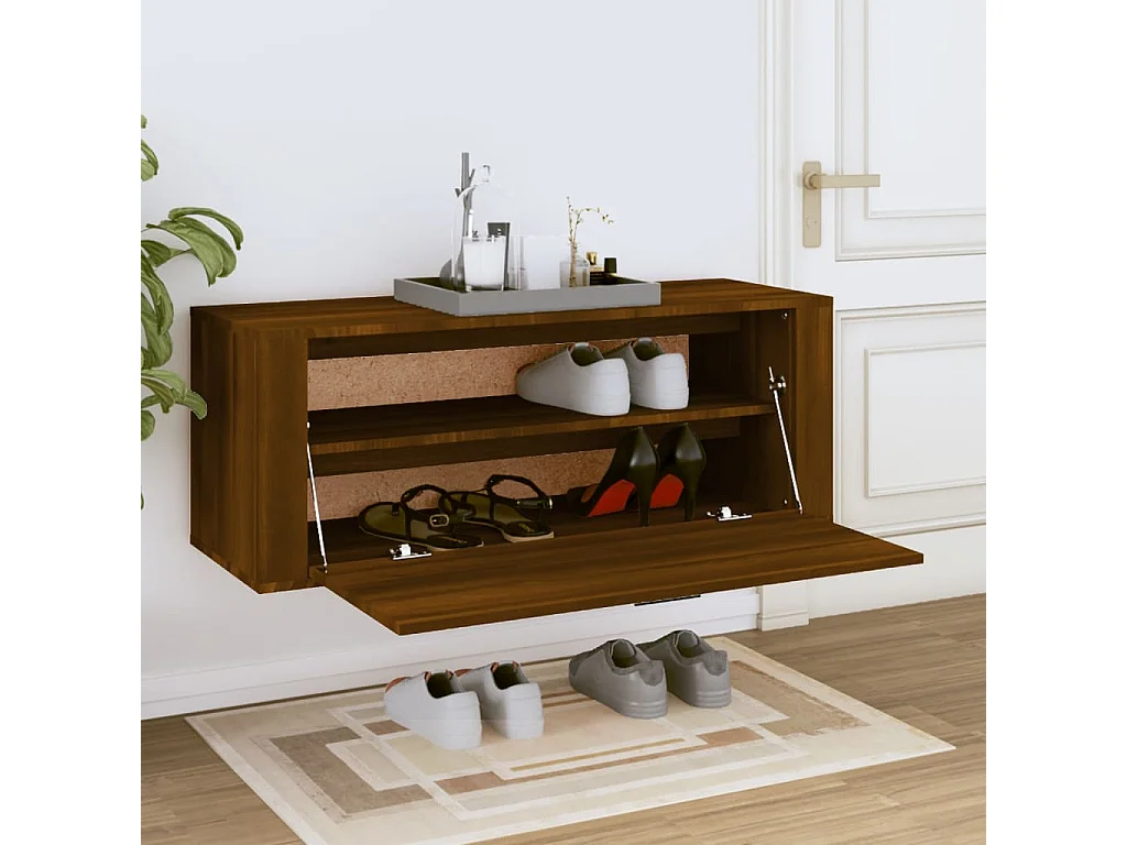 Zapatero de pared Roble marrón 100x35x38 cm