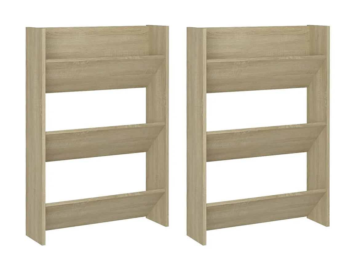 Zapateros de pared 2 uds Roble 60x18x90 cm Aglomerado