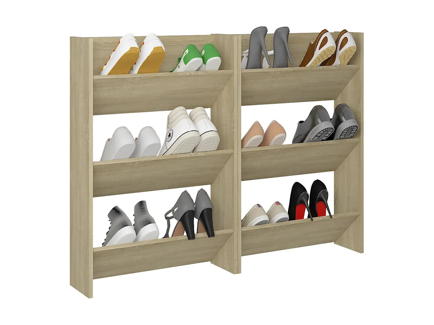 Zapateros de pared 2 uds Roble 60x18x90 cm Aglomerado