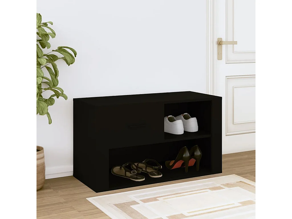 Scarpiera Nera 80x35x45 cm MDF