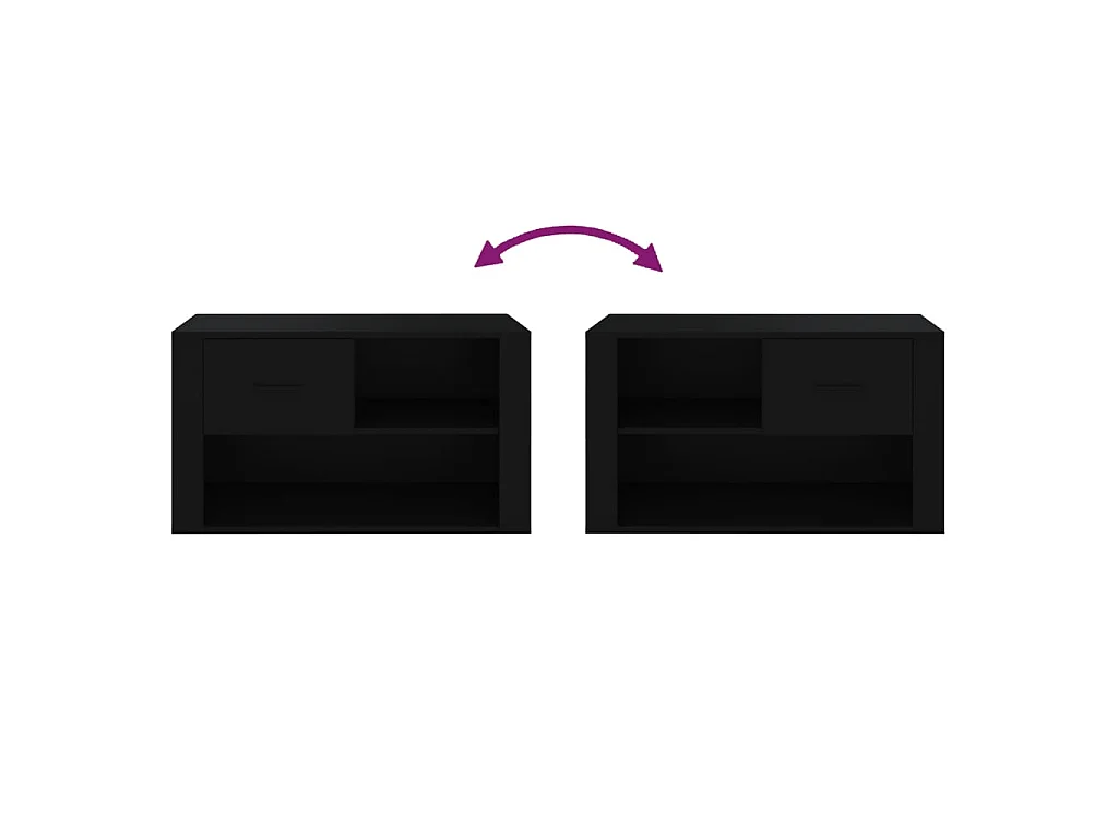 Armoire à chaussures Noir 80x35x45 cm Bois d'ingénierie