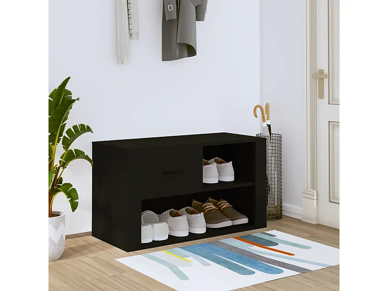 Armoire à chaussures Noir 80x35x45 cm Bois d'ingénierie