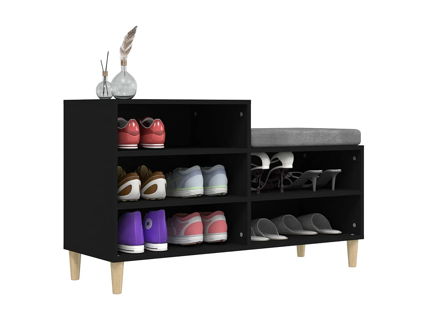 Armoire à chaussures Noir 102x36x60 cm Bois d'ingénierie