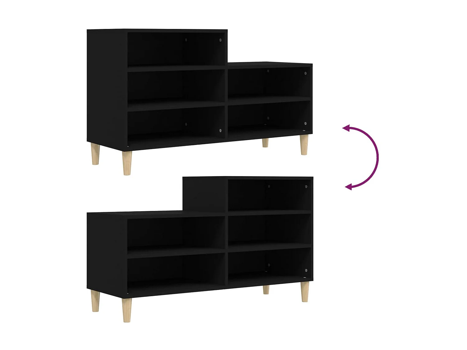 Armoire à chaussures Noir 102x36x60 cm Bois d'ingénierie