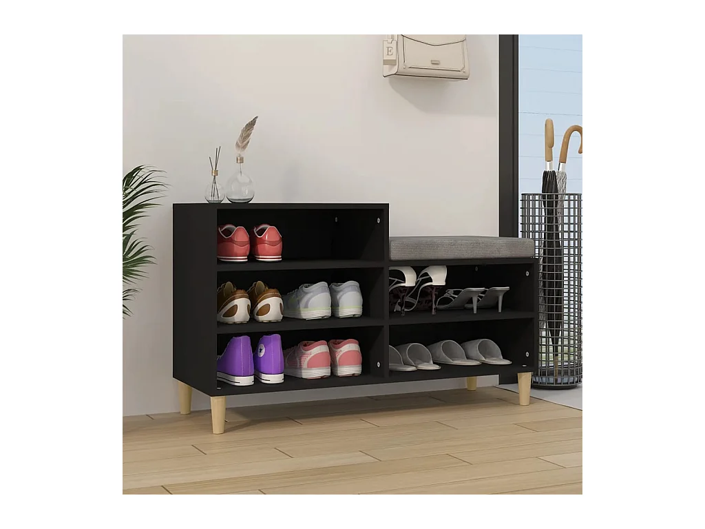 Armoire à chaussures Noir 102x36x60 cm Bois d'ingénierie