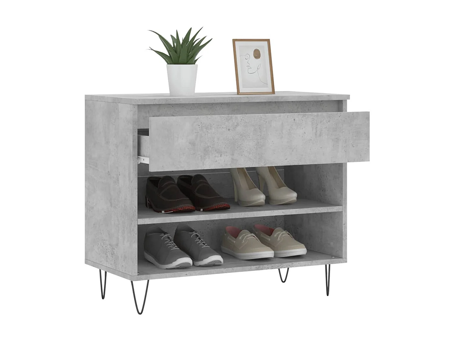 Scarpiera Grigio cemento 70x36x60 cm MDF