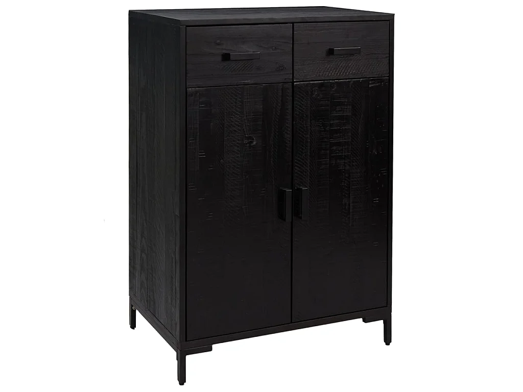 schoenenrek Zwart 75x40x110 cm Massief grenenhout