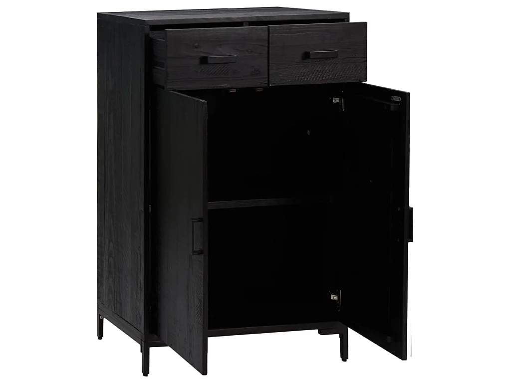 schoenenrek Zwart 75x40x110 cm Massief grenenhout