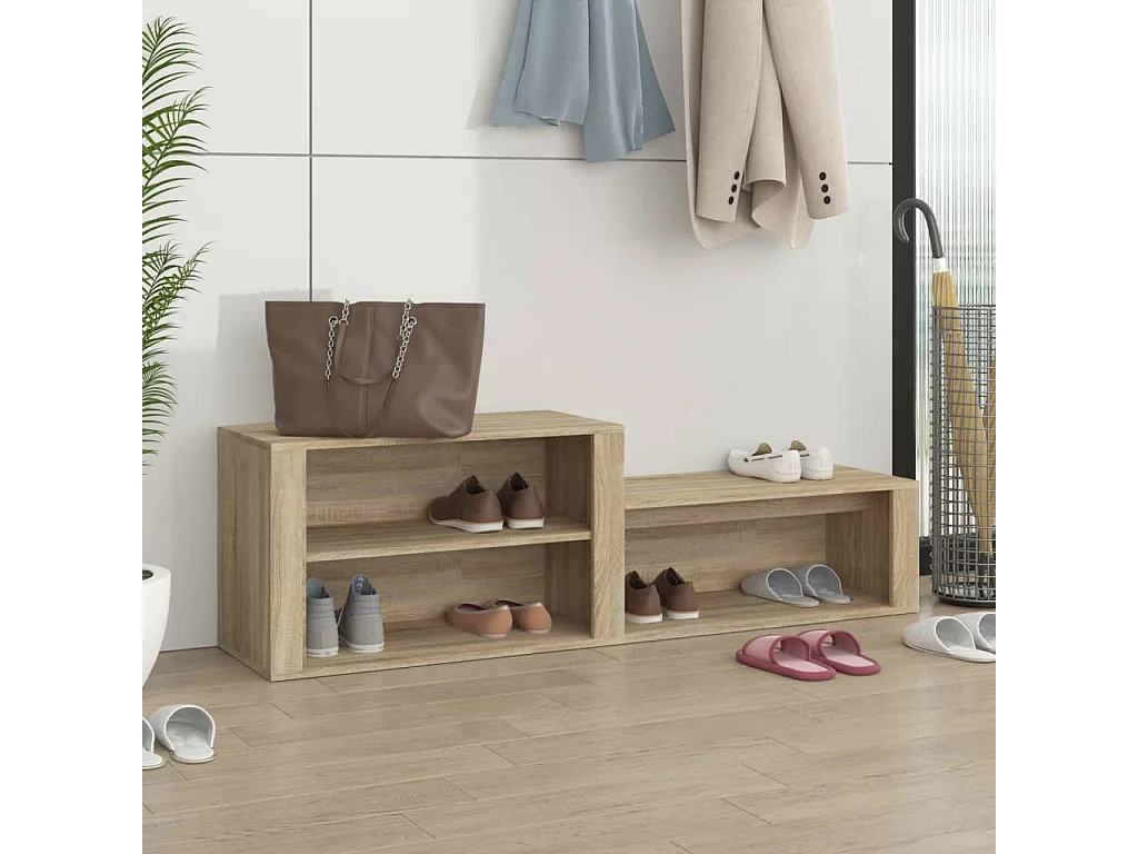 Schoenenkast Sonoma eiken 150x35x45cm Bewerkt hout