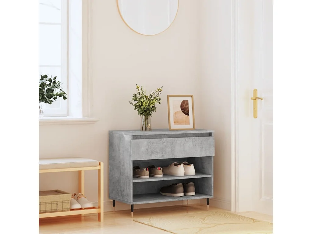 Zapatero Gris hormigón 70x36x60 cm Madera contrachapada