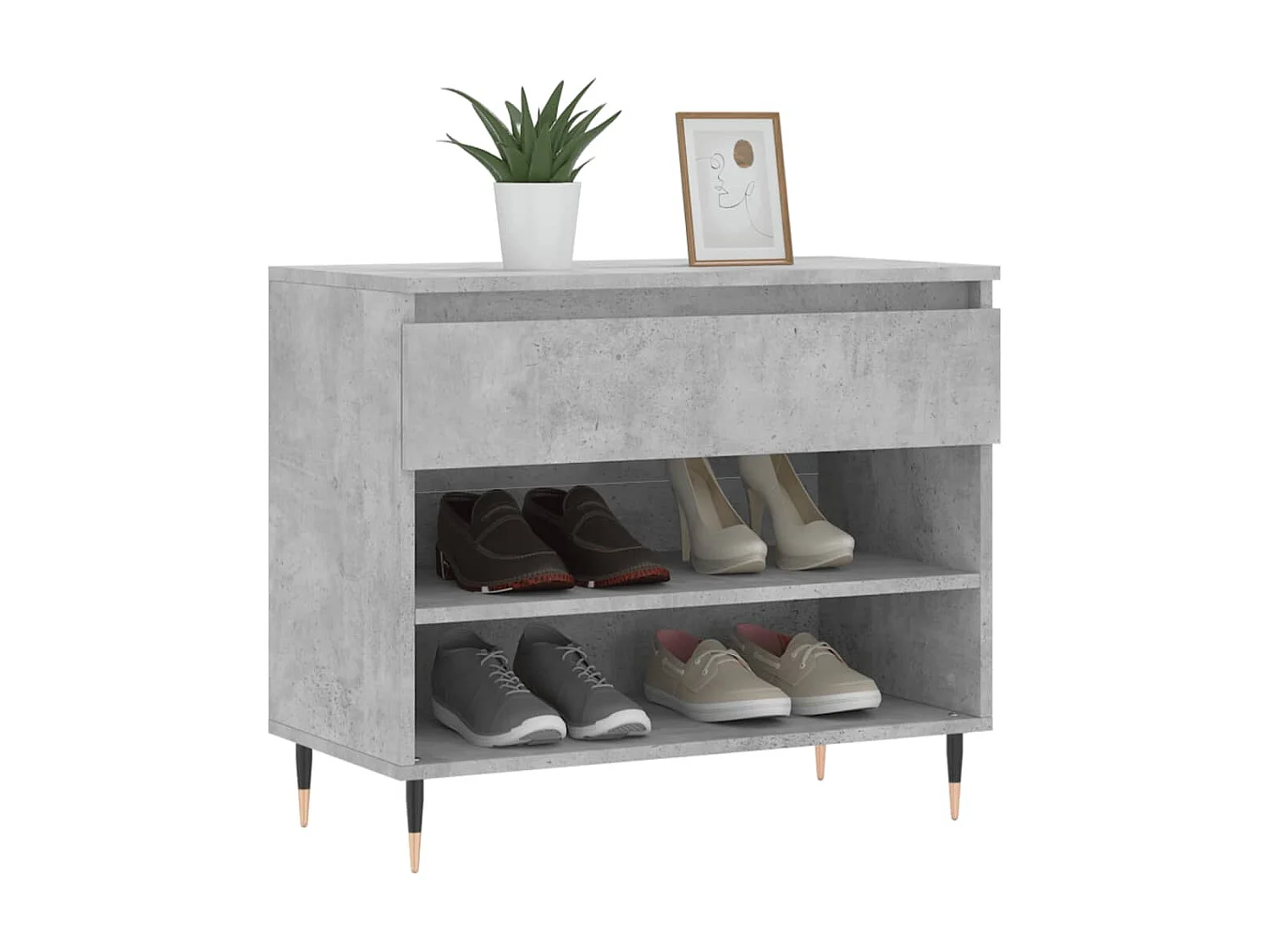 Zapatero Gris hormigón 70x36x60 cm Madera contrachapada