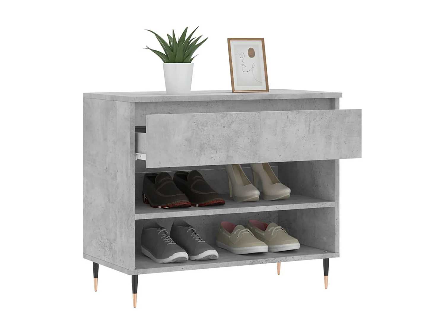 Zapatero Gris hormigón 70x36x60 cm Madera contrachapada
