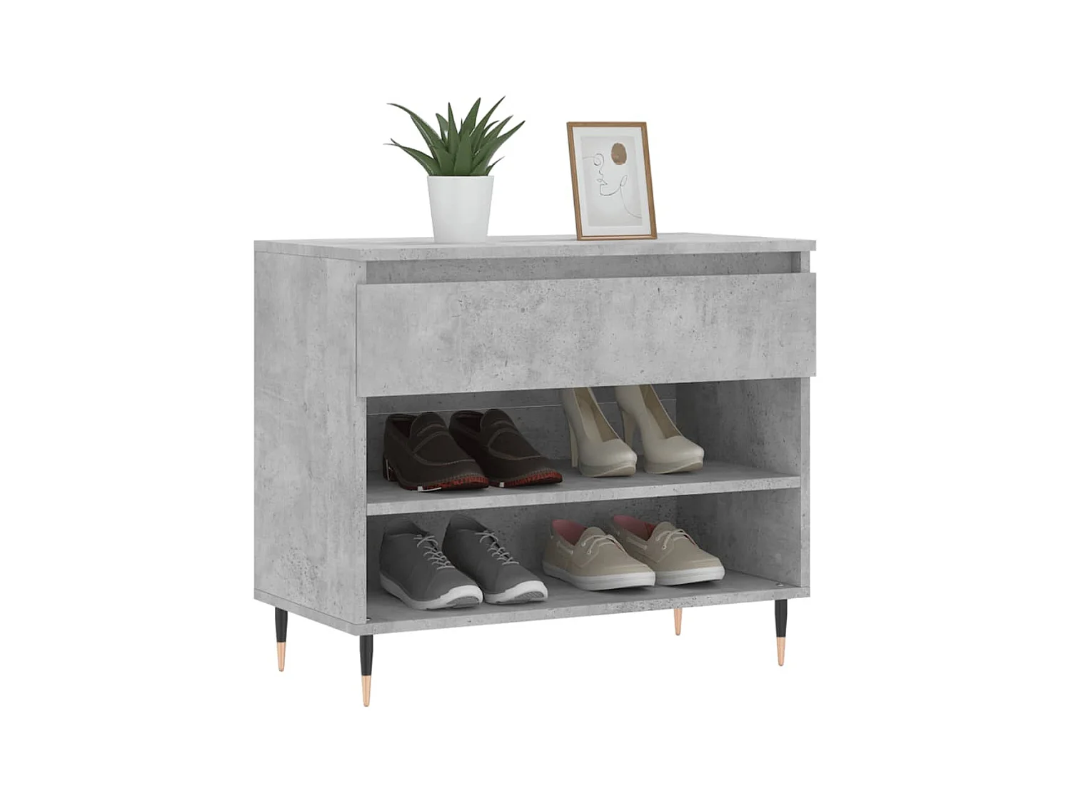 Armoire à chaussures Gris béton 70x36x60 cm Bois d'ingénierie