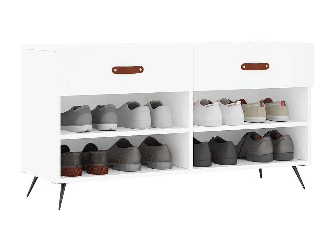 Banc à chaussures blanc 102x35x55 cm bois d'ingénierie