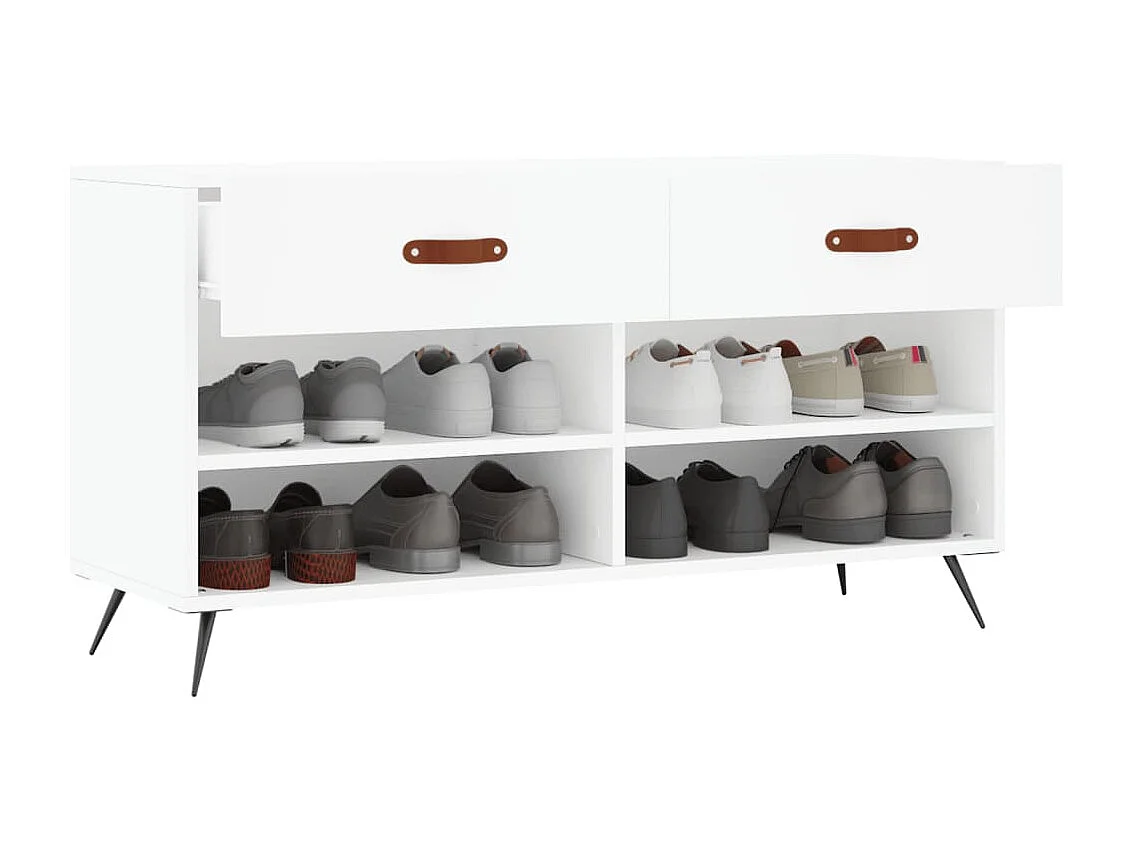 Banc à chaussures blanc 102x35x55 cm bois d'ingénierie