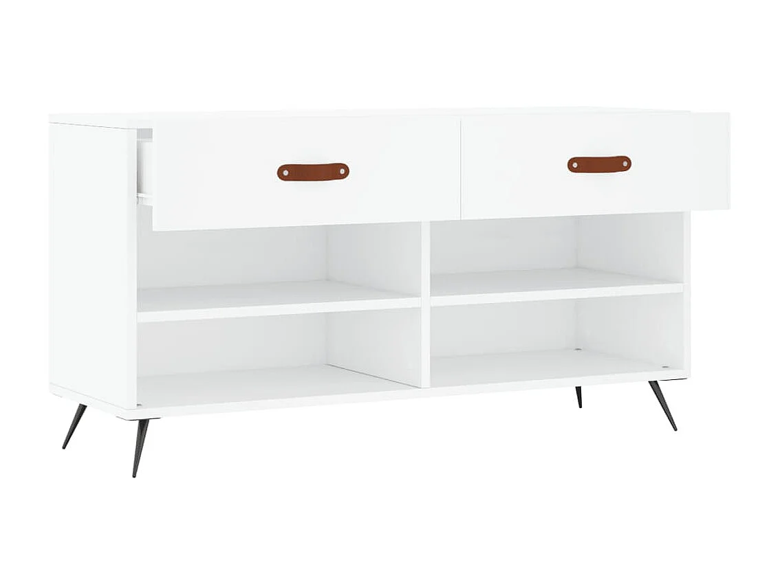 Banc à chaussures blanc 102x35x55 cm bois d'ingénierie