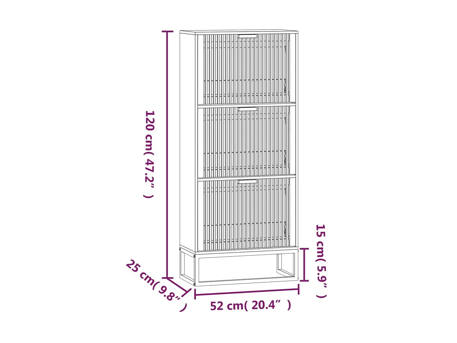 Schoenenkast 52x25x120 cm samengesteld hout