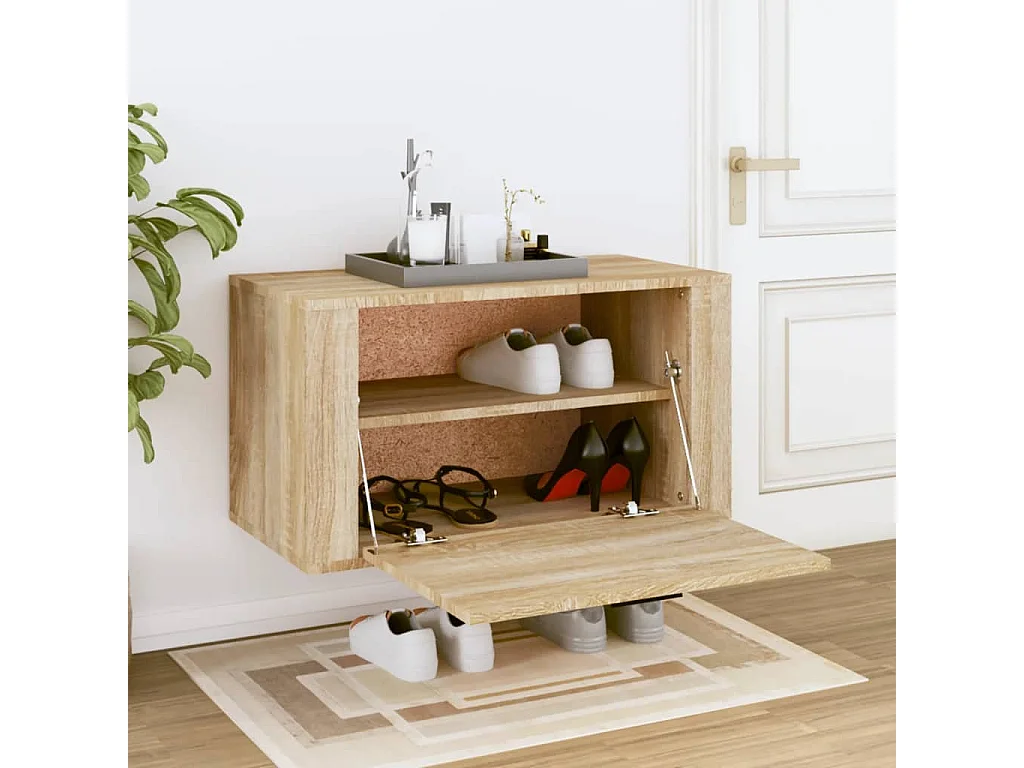 Armoire à chaussures murale Chêne sonoma 70x35x38 cm