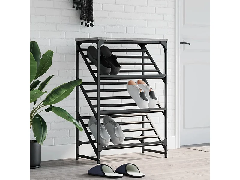 sapateira sonoma cinza 60x30x85 cm madeira trabalhada