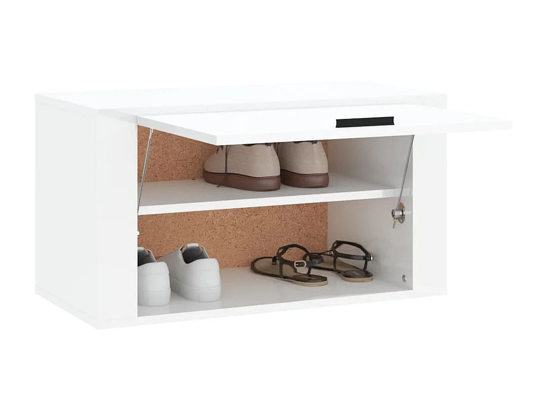 Armoire à chaussures murale Blanc brillant 70x35x38 cm