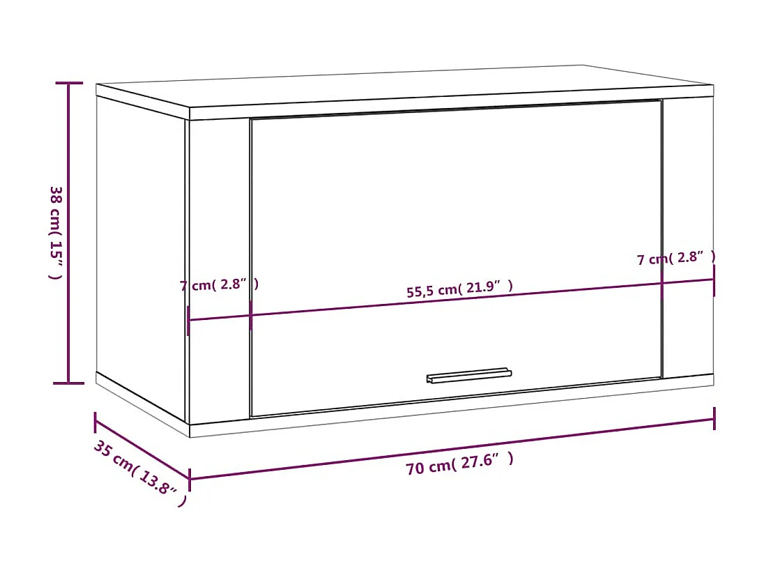 Armoire à chaussures murale Blanc brillant 70x35x38 cm