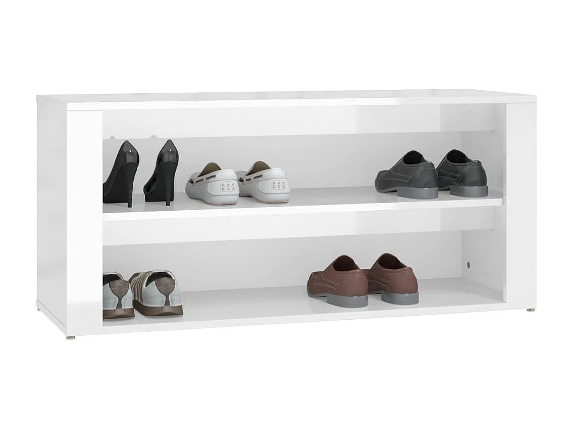 étagère à chaussures Blanc brillant 100x35x45cm Bois ingénierie