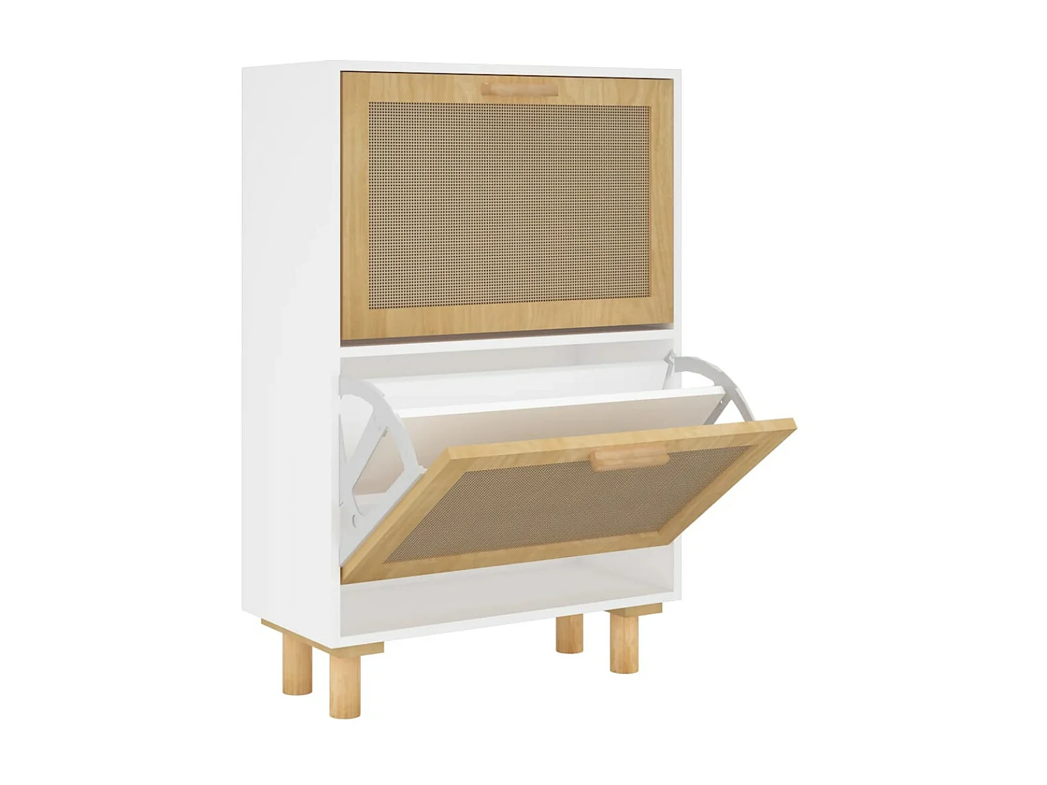 Sapateira Branco 52x25x80 cm Madeira trabalhada/rattan