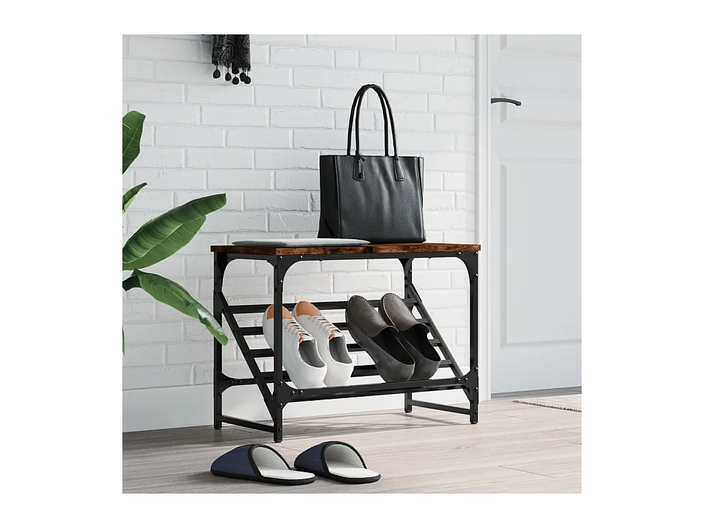 étagère à chaussures chêne fumé 60x30x45 cm bois d'ingénierie