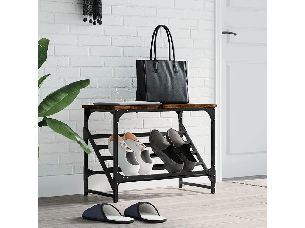 étagère à chaussures chêne fumé 60x30x45 cm bois d'ingénierie