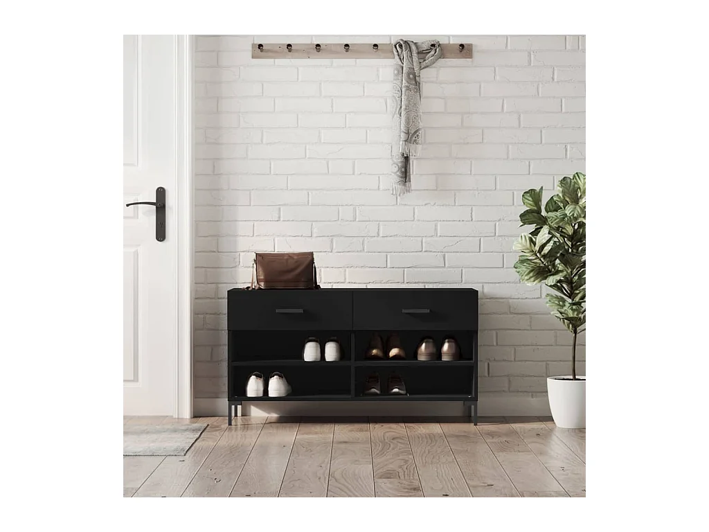Zwarte schoenenbank 102x35x55 cm samengesteld hout