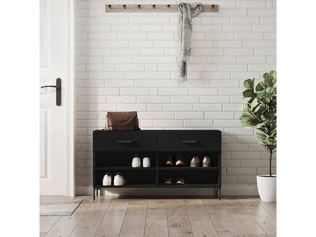 Zwarte schoenenbank 102x35x55 cm samengesteld hout