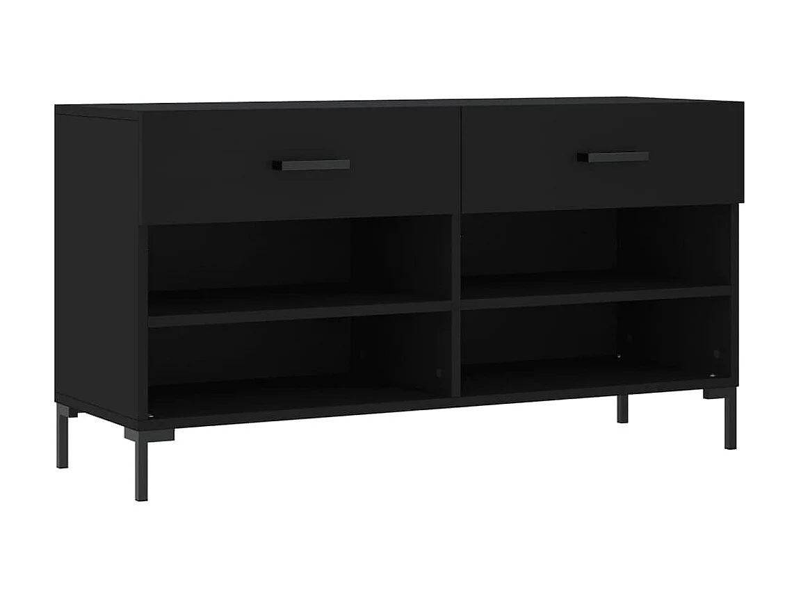 Zwarte schoenenbank 102x35x55 cm samengesteld hout
