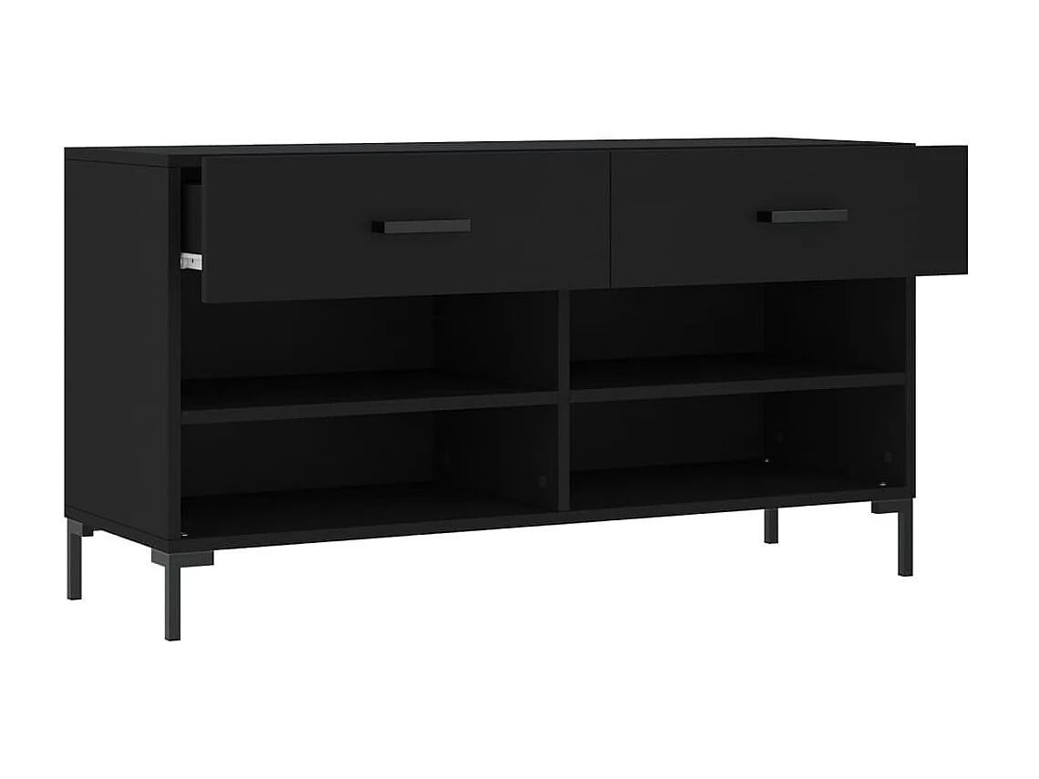 Zwarte schoenenbank 102x35x55 cm samengesteld hout