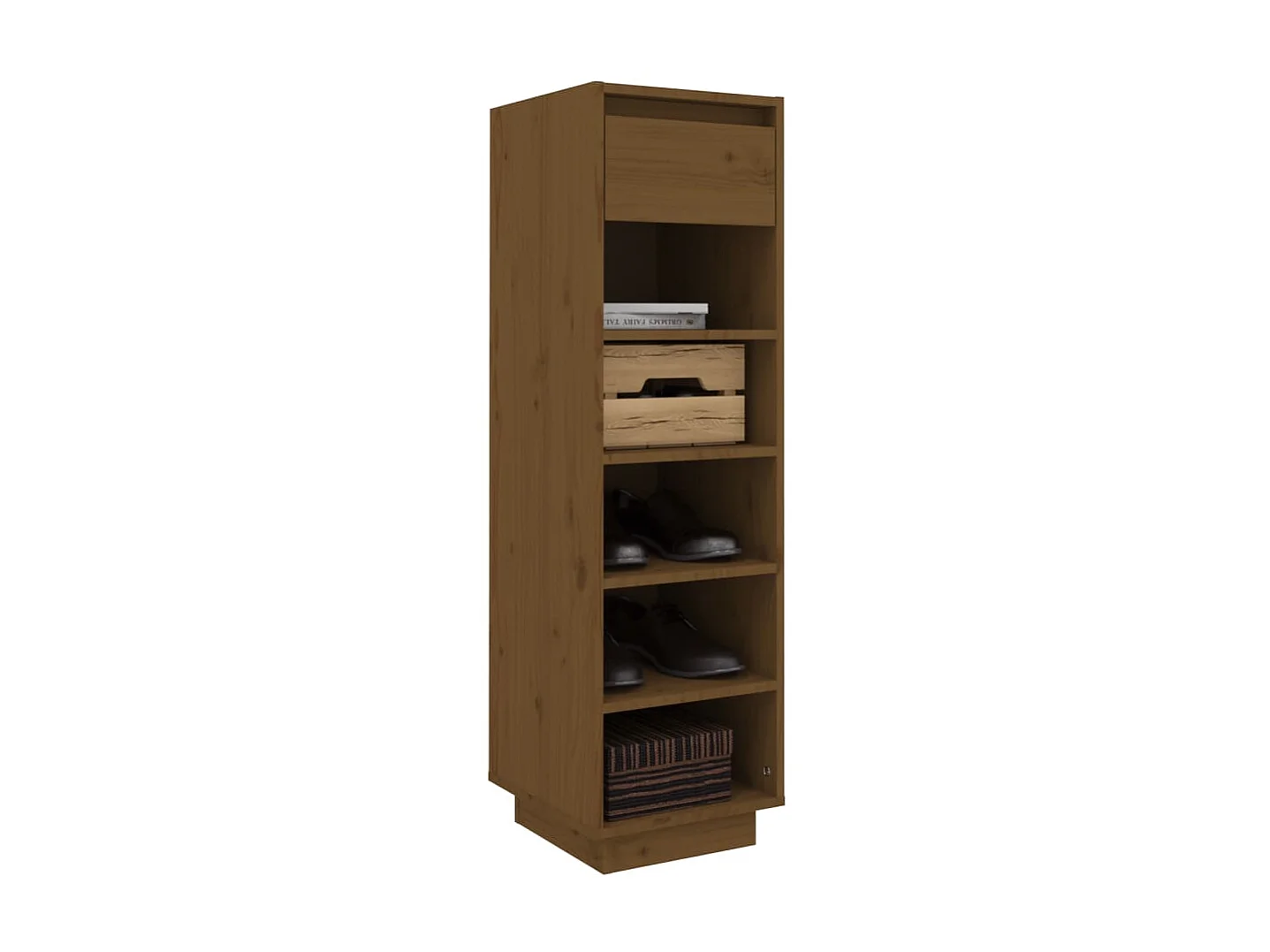 Armoire à chaussures marron miel 30x34x105cm bois de pin massif