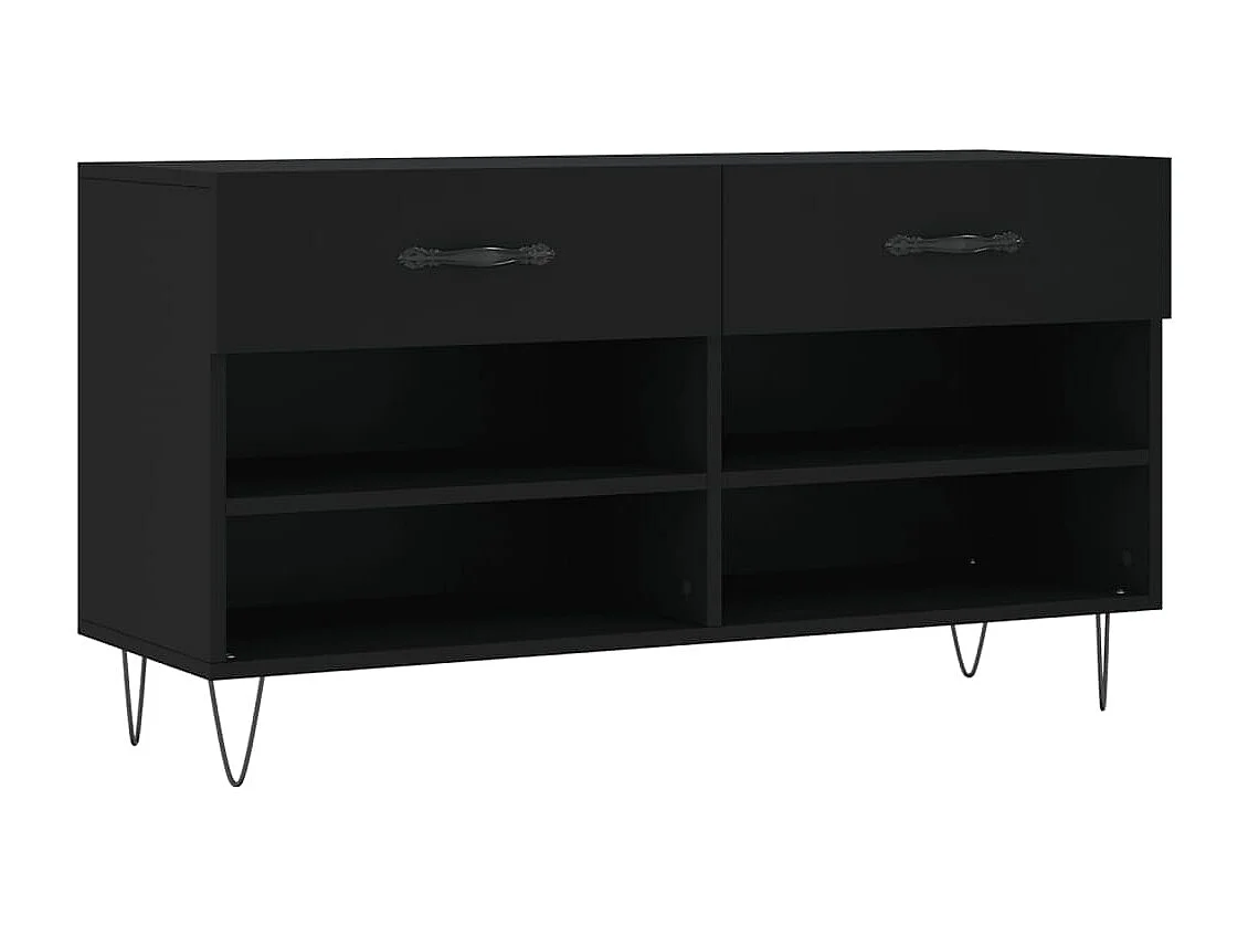 Banc à chaussures noir 102x35x55 cm bois d'ingénierie