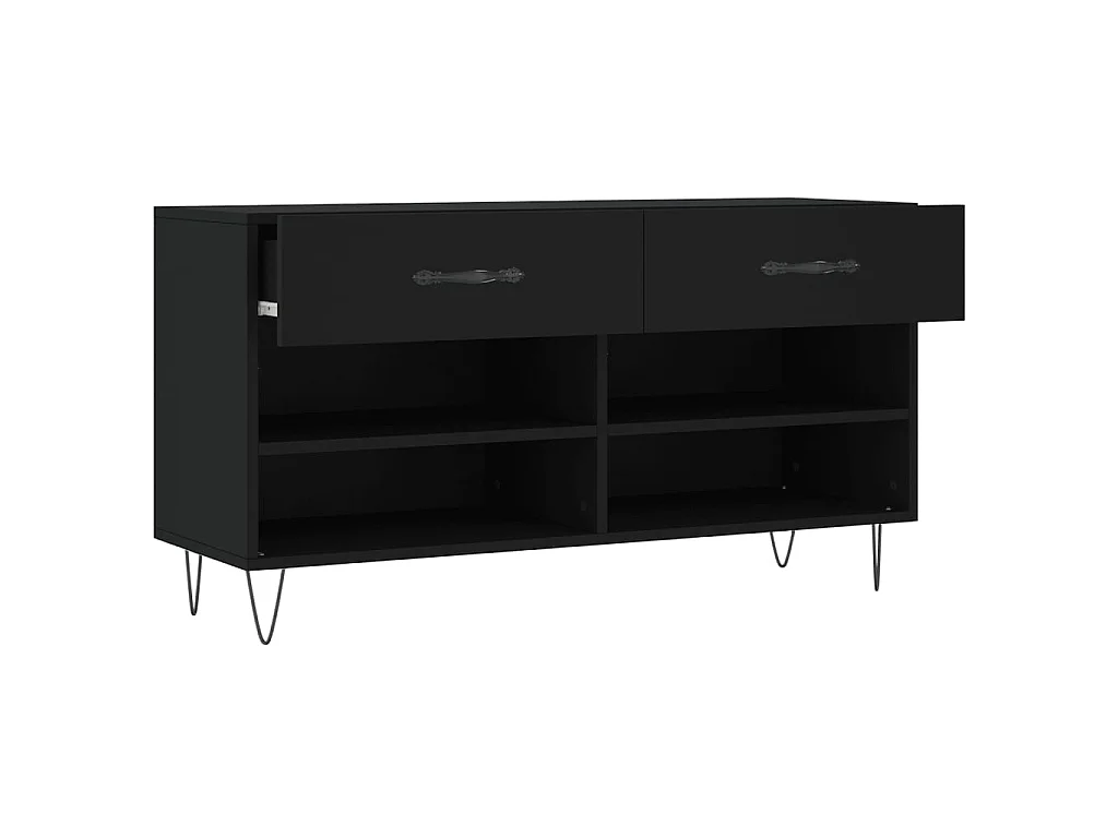 Banc à chaussures noir 102x35x55 cm bois d'ingénierie