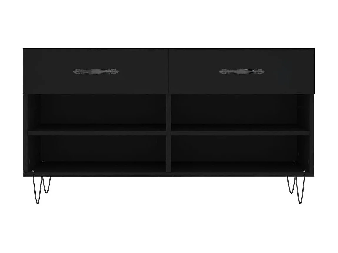 Schwarze Schuhbank 102x35x55 cm aus Holzwerkstoff