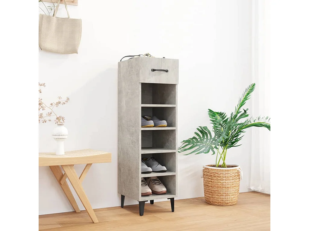 Schuhschrank Betongrau 30x35x105 cm Holzwerkstoff