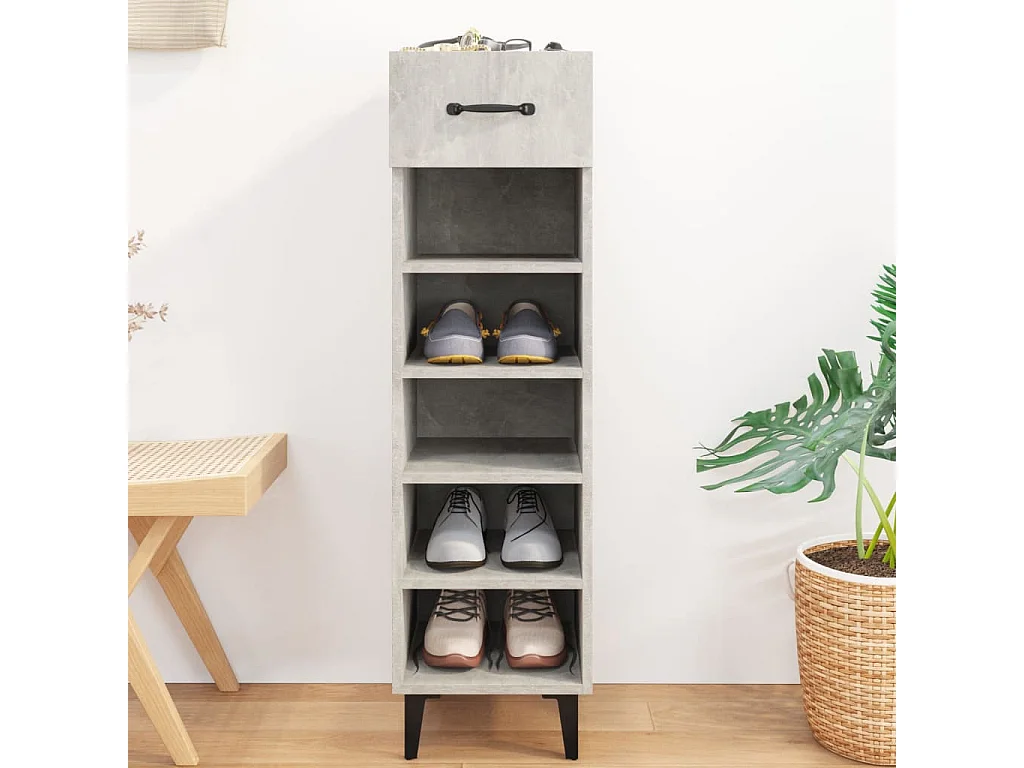 Schuhschrank Betongrau 30x35x105 cm Holzwerkstoff