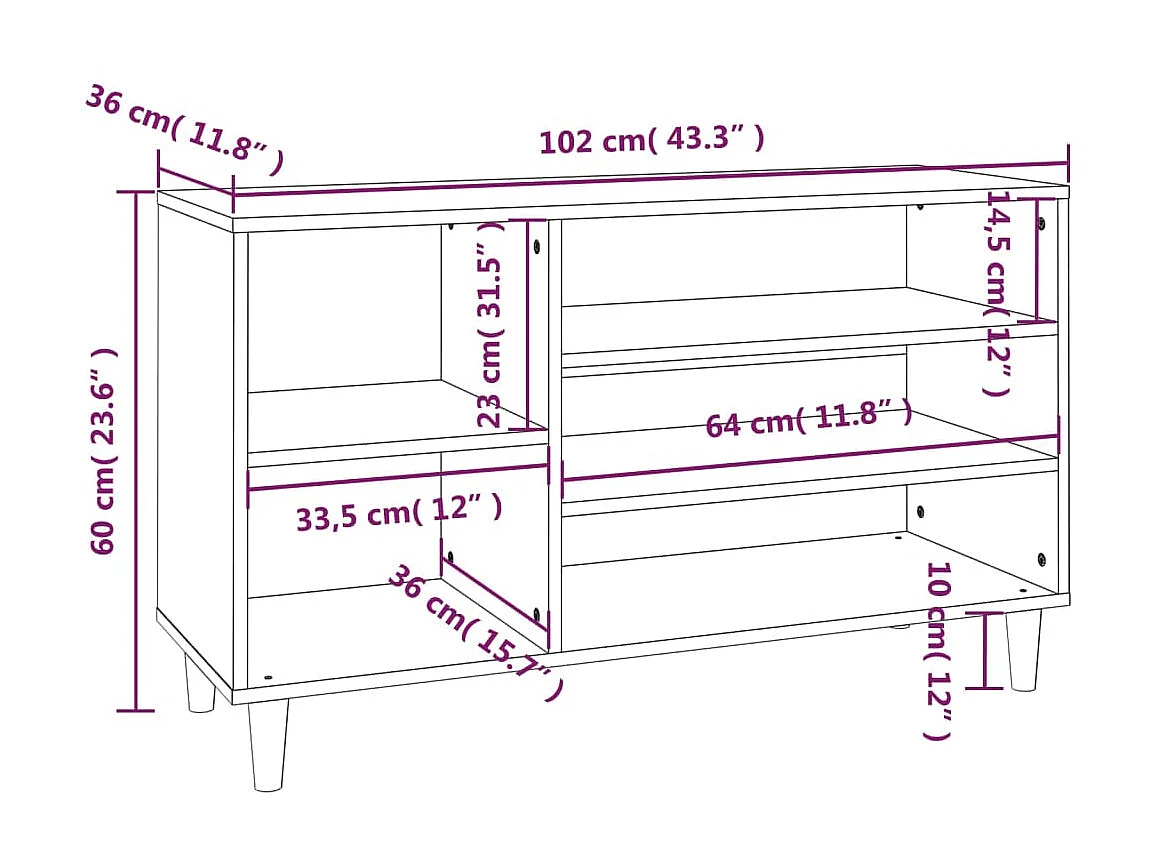 Armoire à chaussure Blanc brillant 102x36x60 cm Bois ingénierie