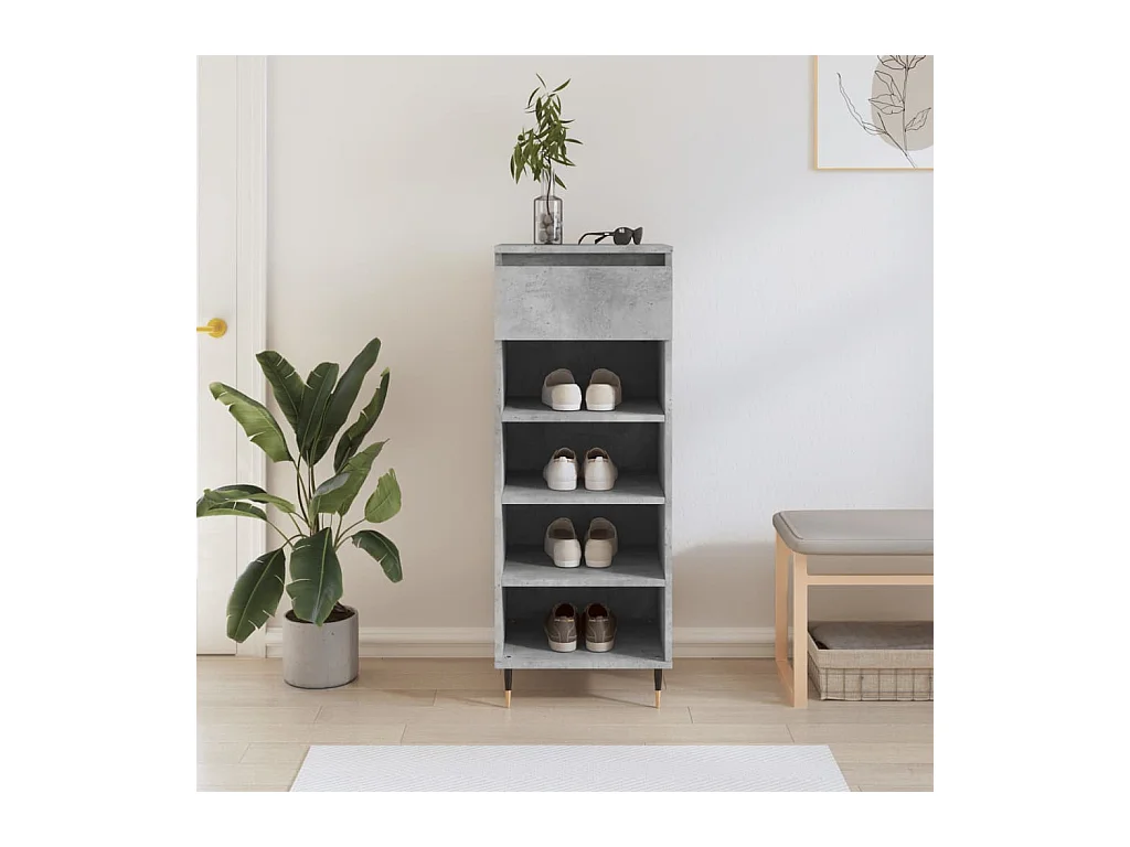 Armoire à chaussures Gris béton 40x36x105 cm Bois d'ingénierie