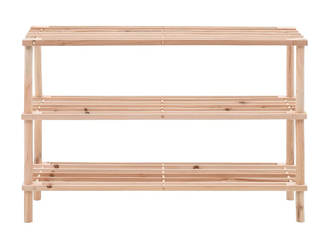 Schoenenrek met 3 planken, massief dennenhout
