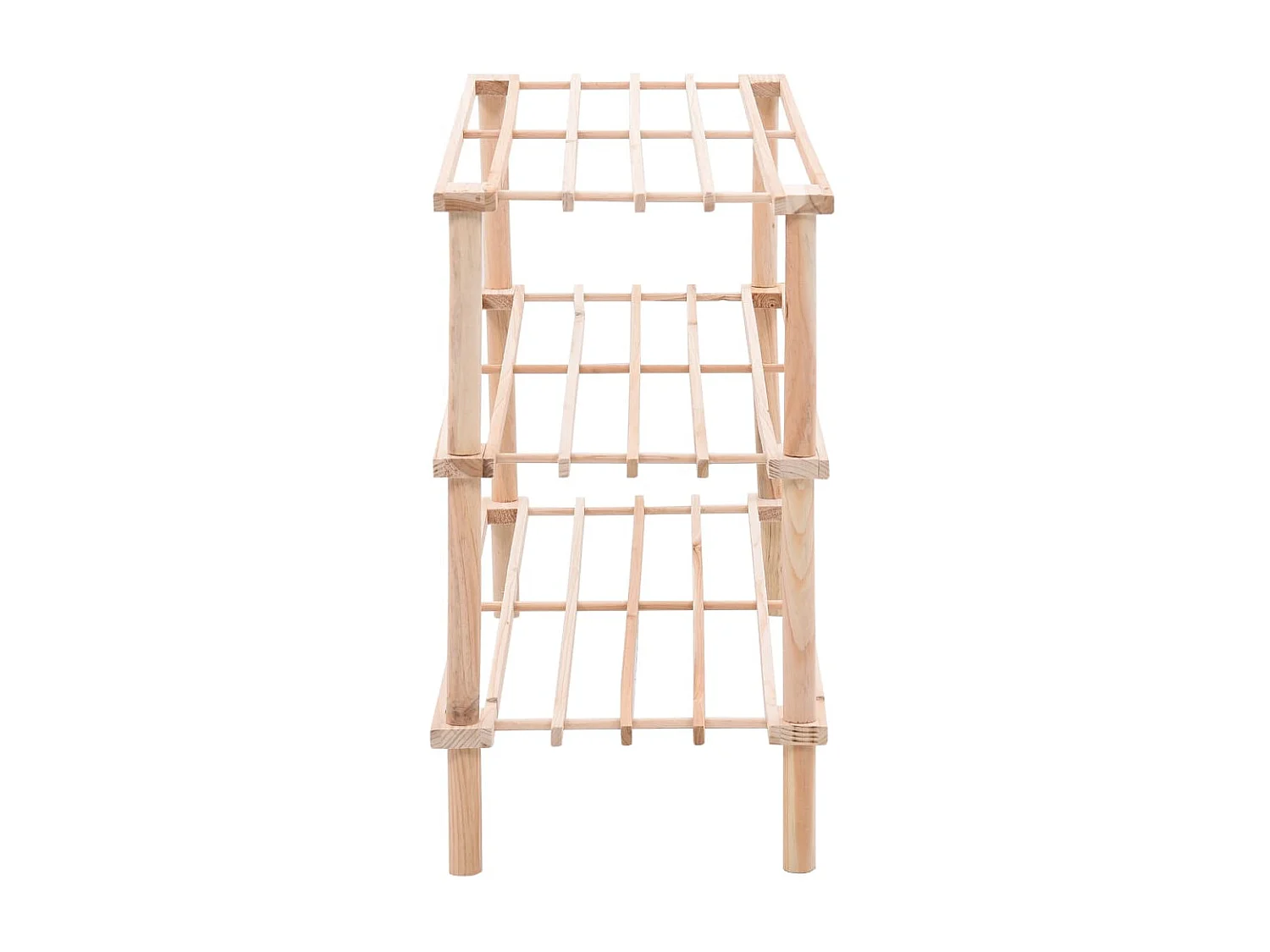 Schoenenrek met 3 planken, massief dennenhout
