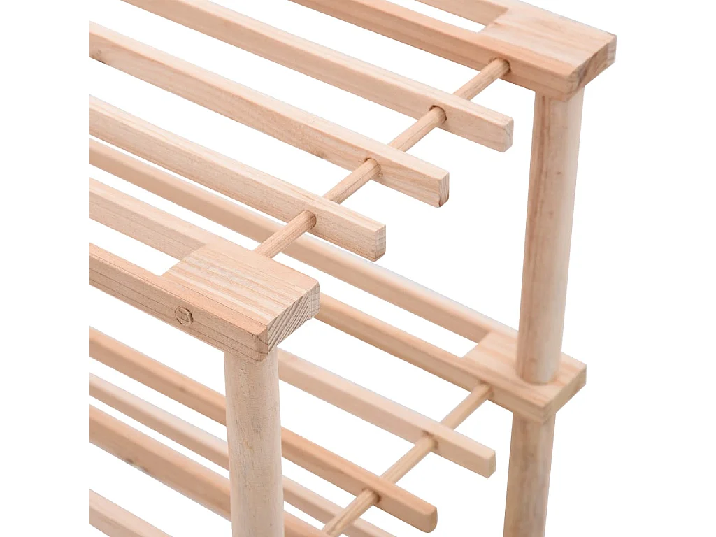 Schoenenrek met 3 planken, massief dennenhout